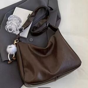 Classic Dark Brown Shoulder Bag with Adjustable Strap